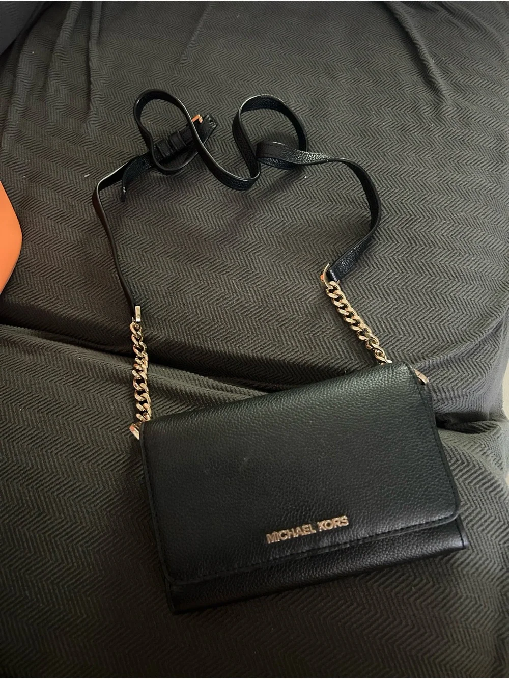 Michael Kors Black Leather Crossbody with Gold Hardware